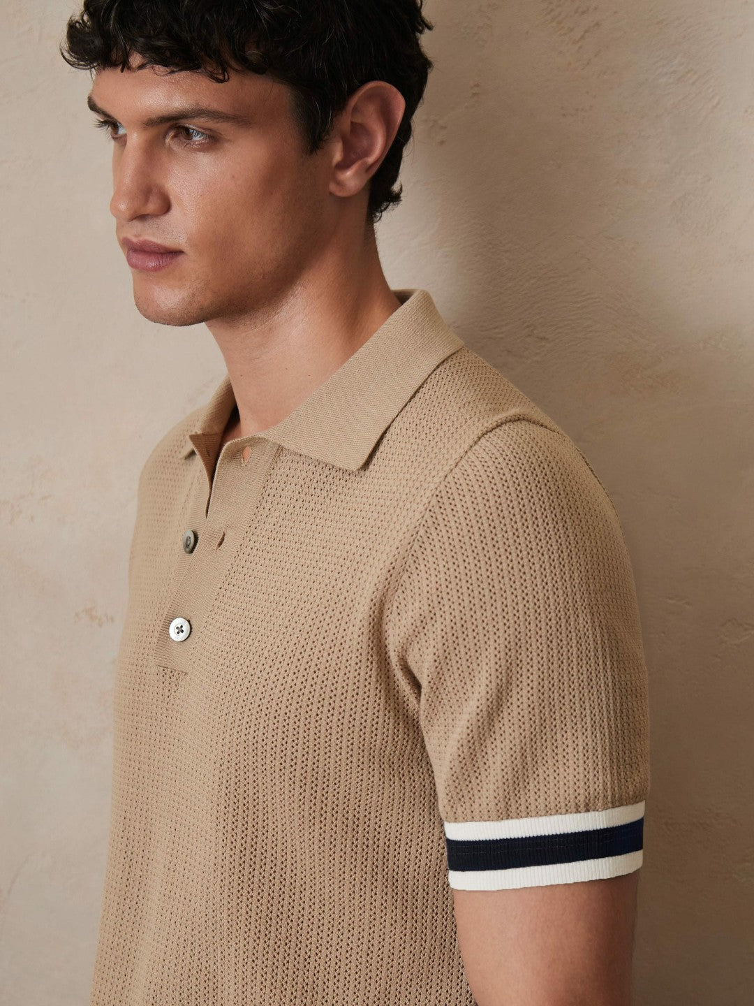 | Ché Cotton Knit Polo Shirt Camel Brown | Men