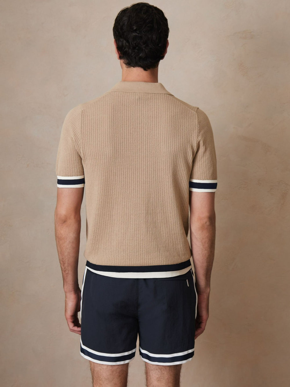 | Ché Cotton Knit Polo Shirt Camel Brown | Men