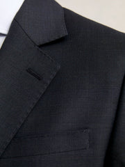 Slim-Fit Wool Single Breasted Check Suit Blazer Navy | Men