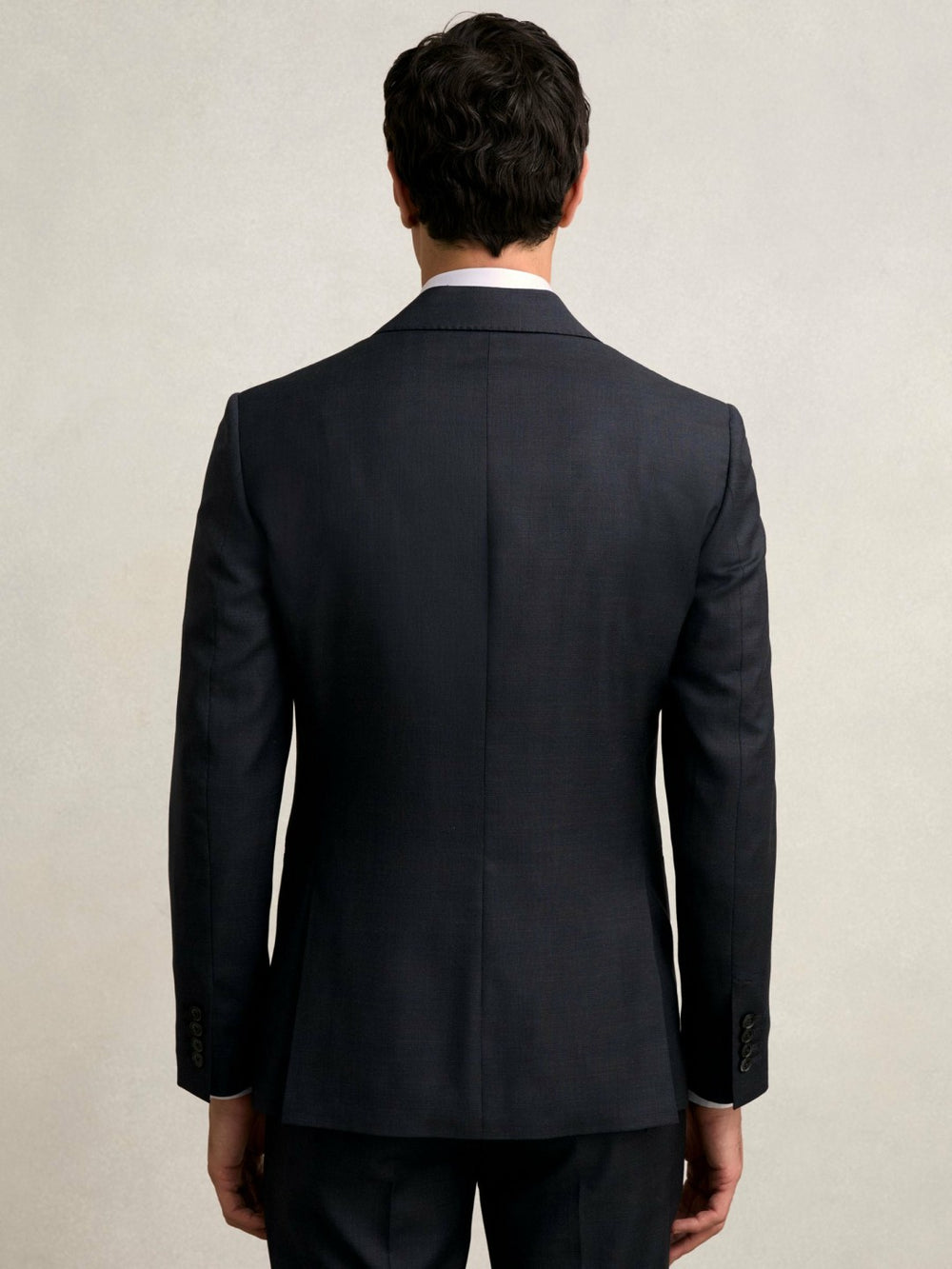 Slim-Fit Wool Single Breasted Check Suit Blazer Navy | Men