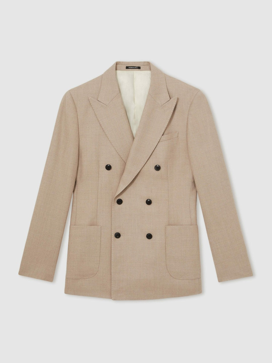 Slim-Fit Wool-Blend Double-Breasted Suit Blazer Oatmeal Brown | Men