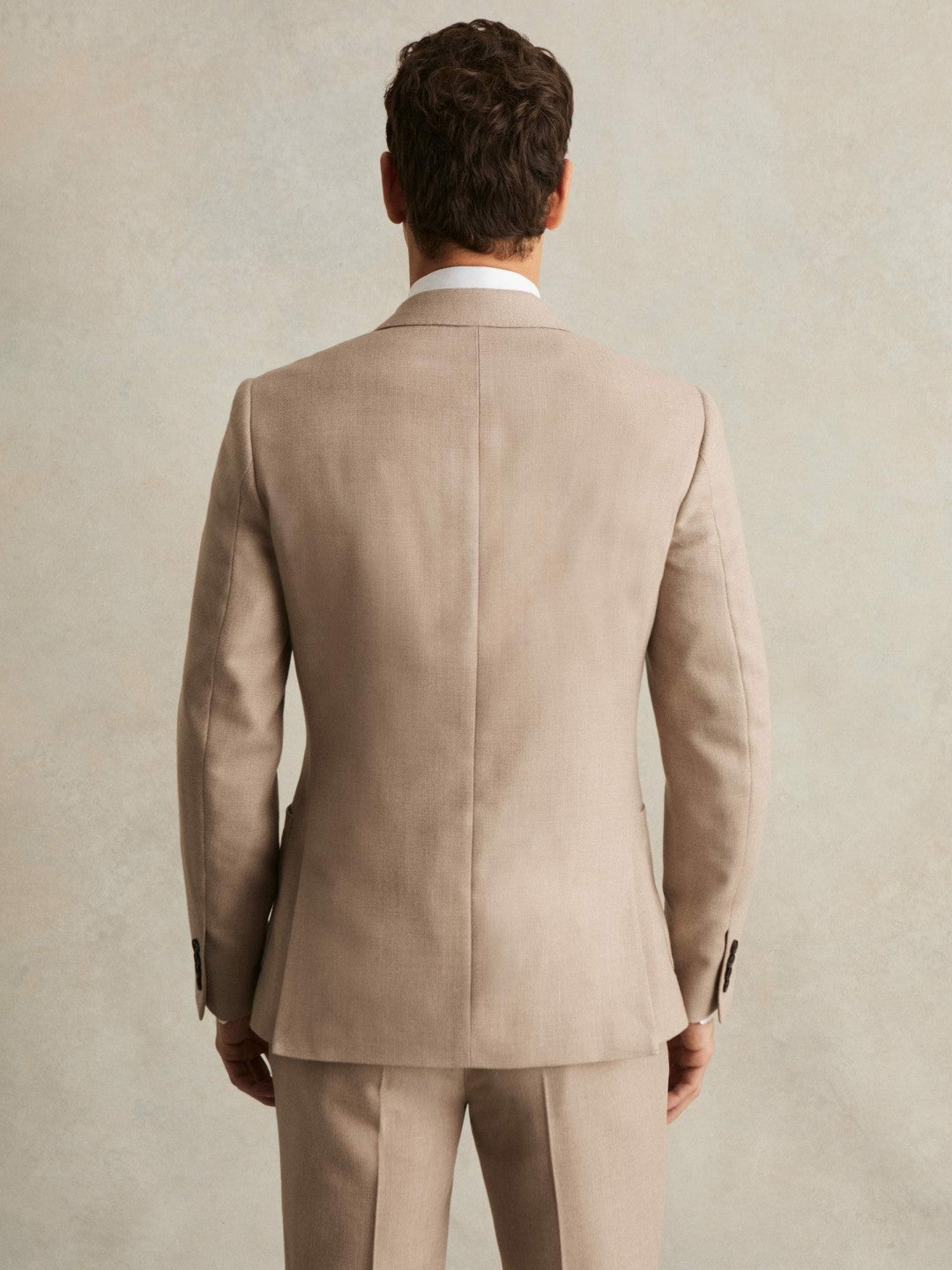 Slim-Fit Wool-Blend Double-Breasted Suit Blazer Oatmeal Brown | Men