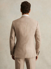 Slim-Fit Wool-Blend Double-Breasted Suit Blazer Oatmeal Brown | Men