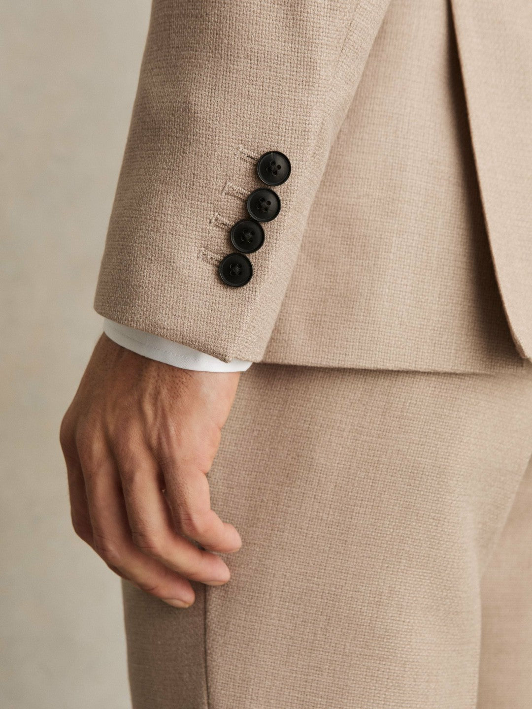 Slim-Fit Wool-Blend Double-Breasted Suit Blazer Oatmeal Brown | Men