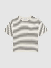 13-14 yrs Cotton-Blend Stripe T-Shirt White/Navy | Children & Baby