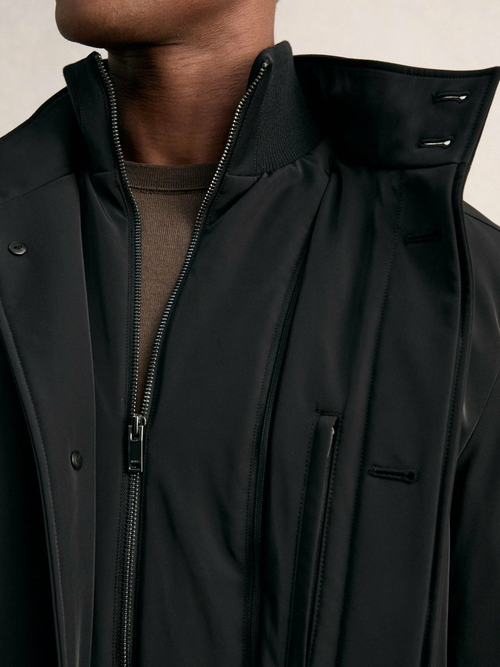 Hybrid Removable-Gilet Overcoat Black | Men