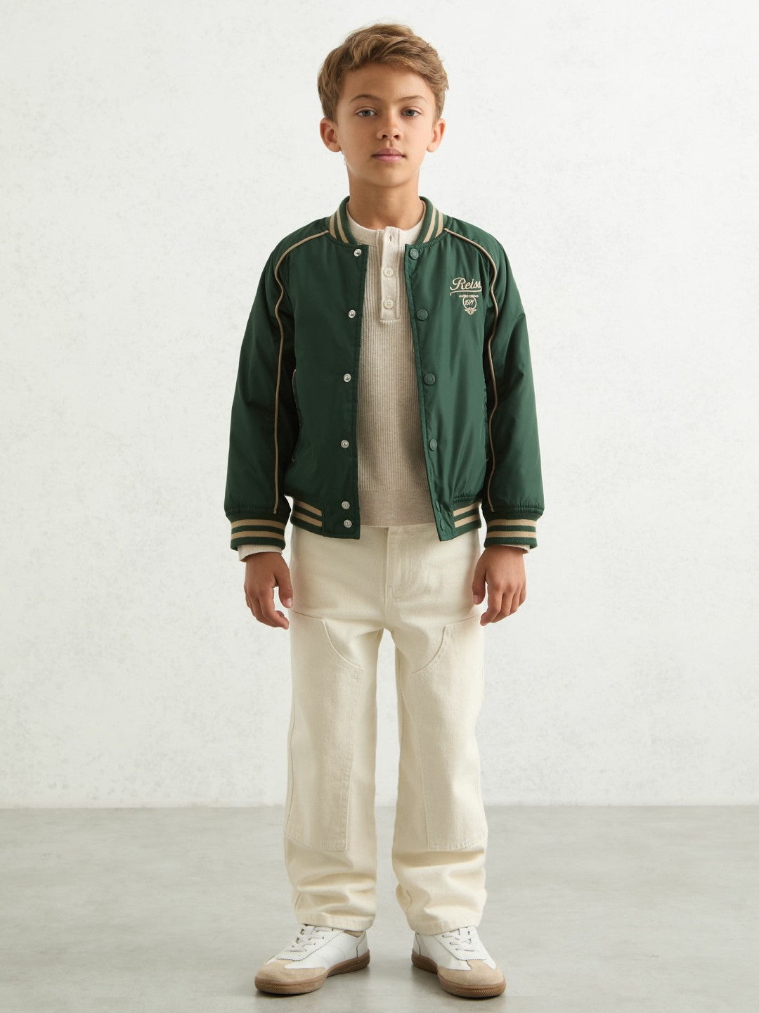 13-14 yrs Motor Cars Embroidered Bomber Jacket Forest Green/Off White | Children & Baby