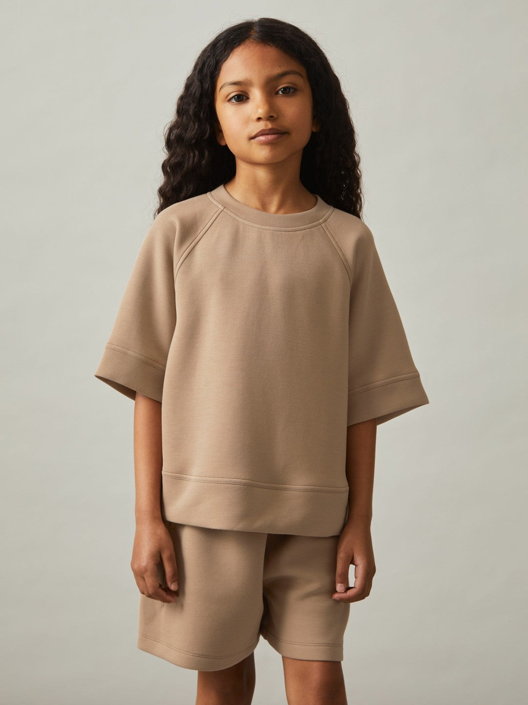 9-13 yrs Modal-Blend Sweatshirt And Shorts Set Mink | Children & Baby