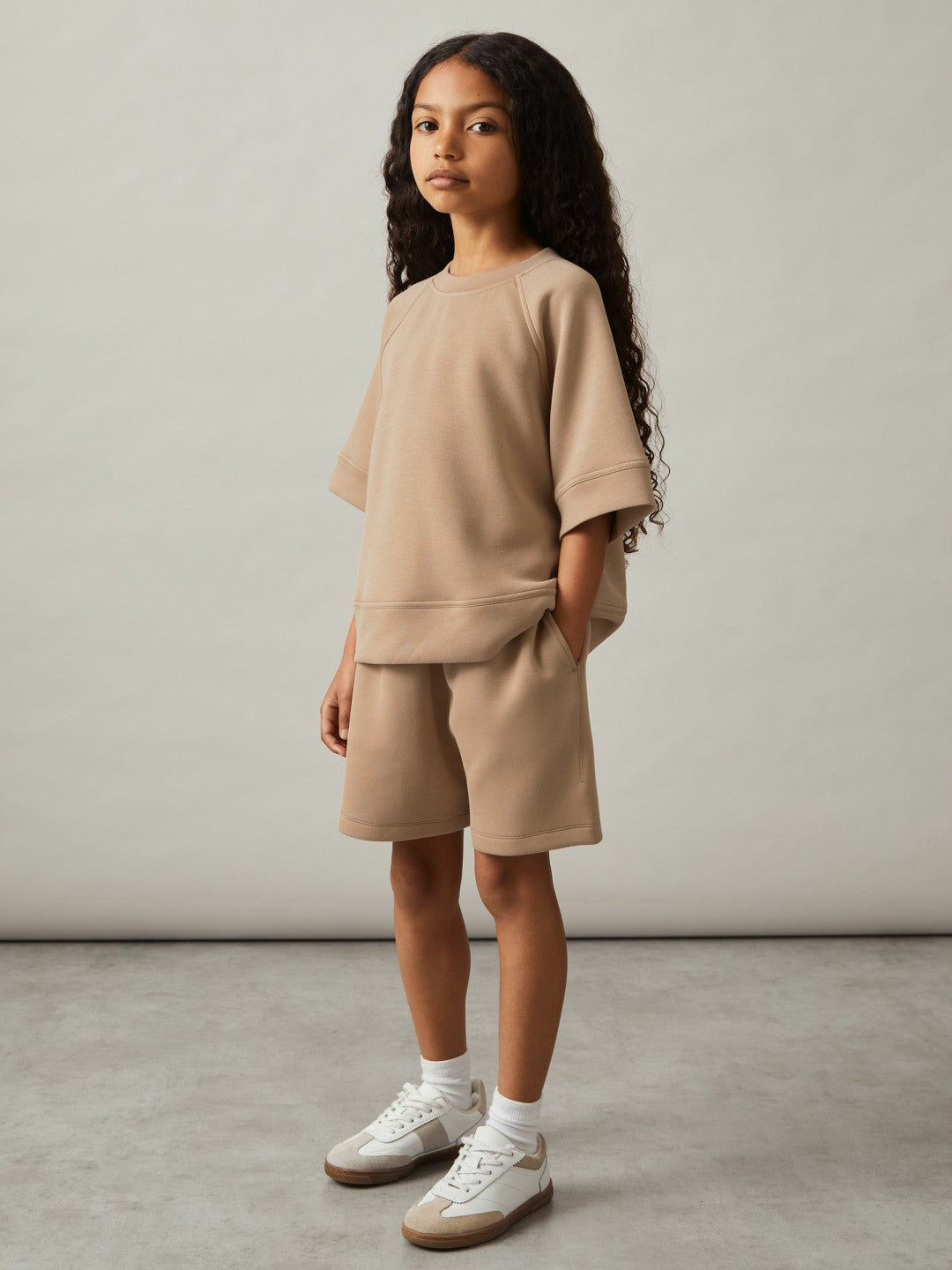 3-9 yrs Modal-Blend Sweatshirt And Shorts Set Mink | Children & Baby