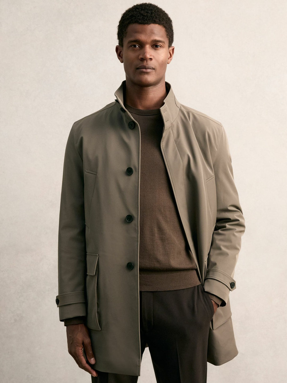 Hybrid Removable-Gilet Overcoat Mushroom Brown | Men