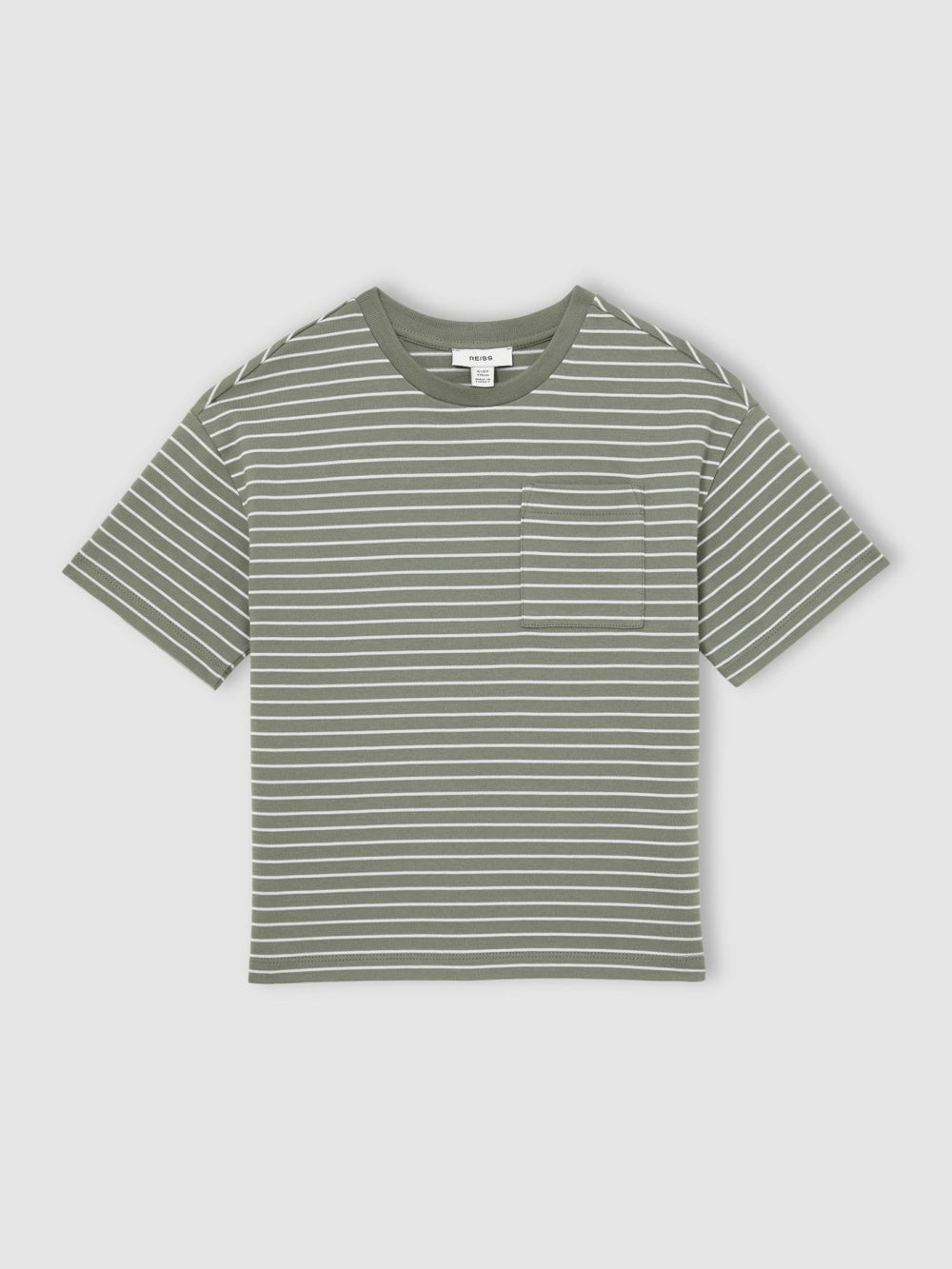 13-14 yrs Cotton-Blend Stripe T-Shirt Sage/White | Children & Baby