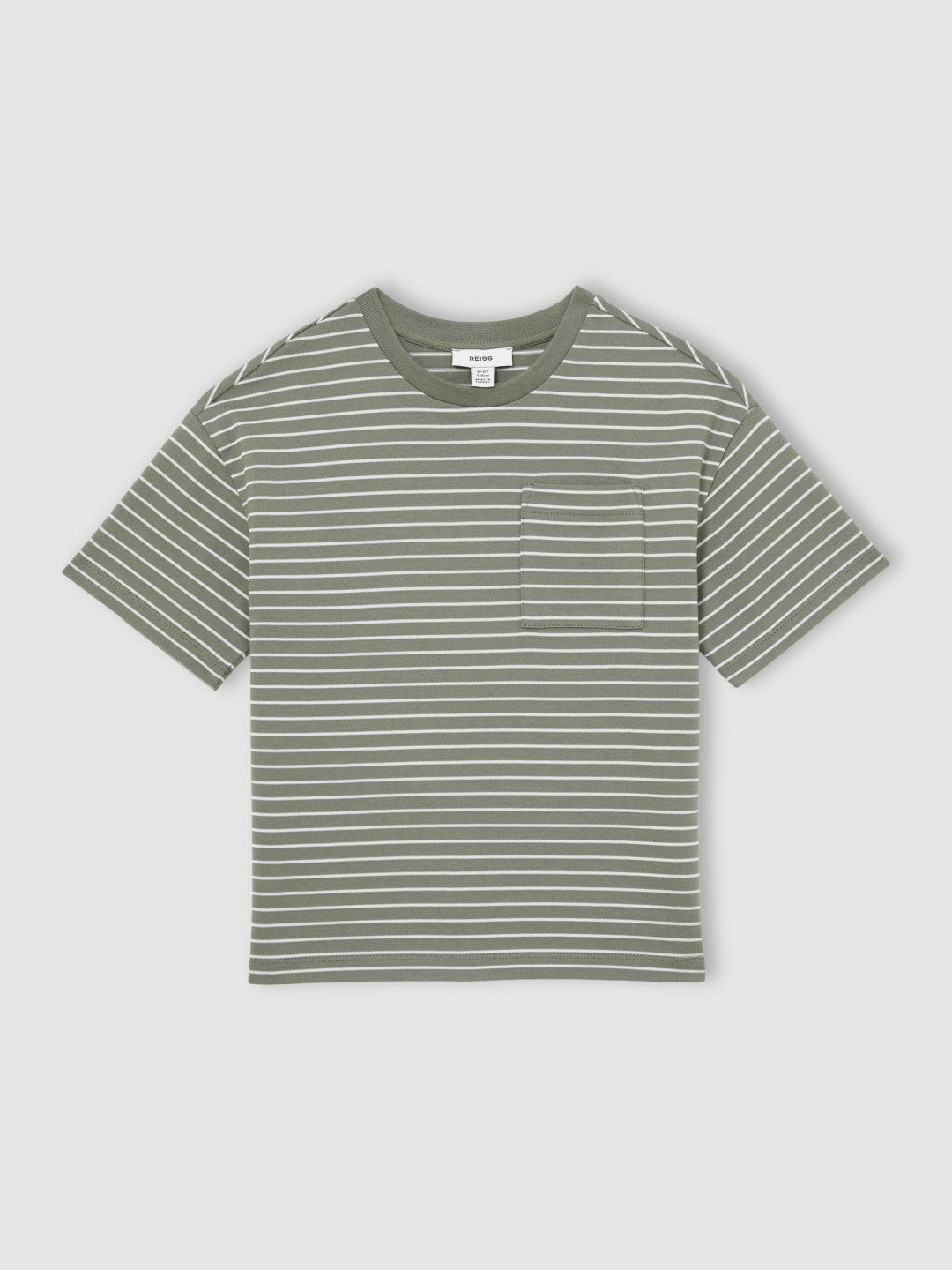 13-14 yrs Cotton-Blend Stripe T-Shirt Sage/White | Children & Baby