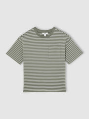 13-14 yrs Cotton-Blend Stripe T-Shirt Sage/White | Children & Baby