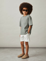 13-14 yrs Cotton-Blend Stripe T-Shirt Sage/White | Children & Baby