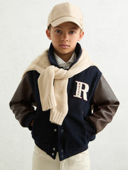13-14 yrs Motor Cars Press-Stud Bomber Jacket Navy/Brown | Children & Baby