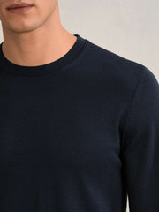 Merino Wool Crew Neck Jumper Midnight Navy | Men