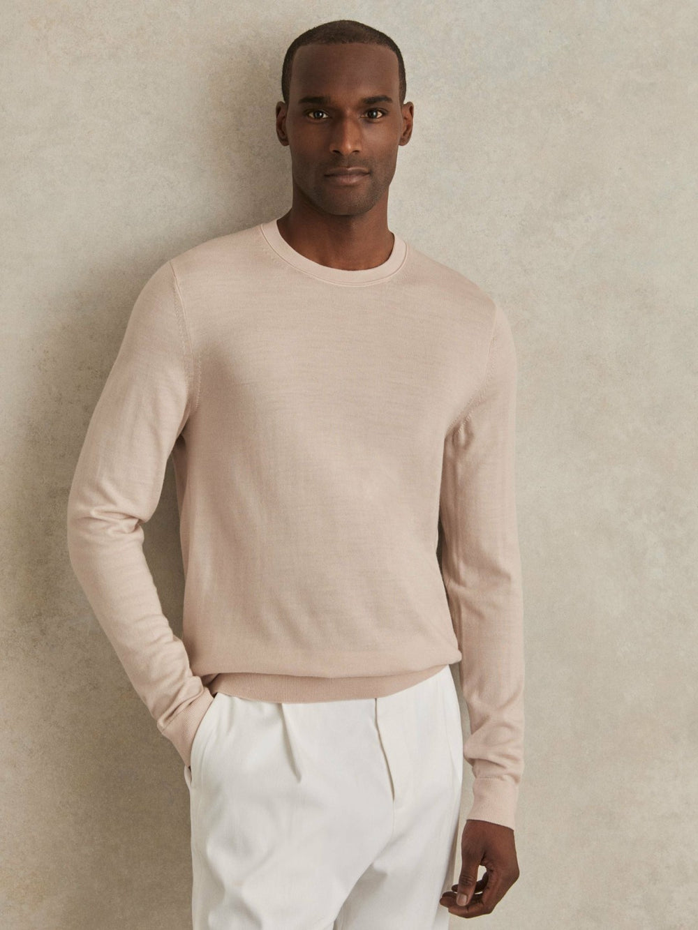 Merino-Wool Crew-Neck Jumper Beige | Men