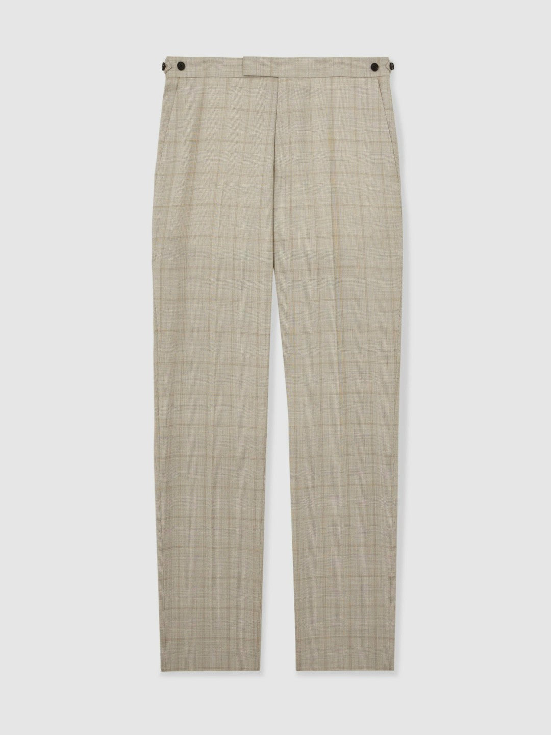Slim-Fit Wool Check Suit Trousers Oatmeal Brown | Men