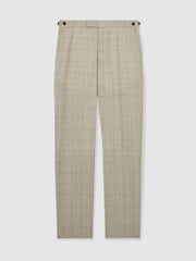 Slim-Fit Wool Check Suit Trousers Oatmeal Brown | Men