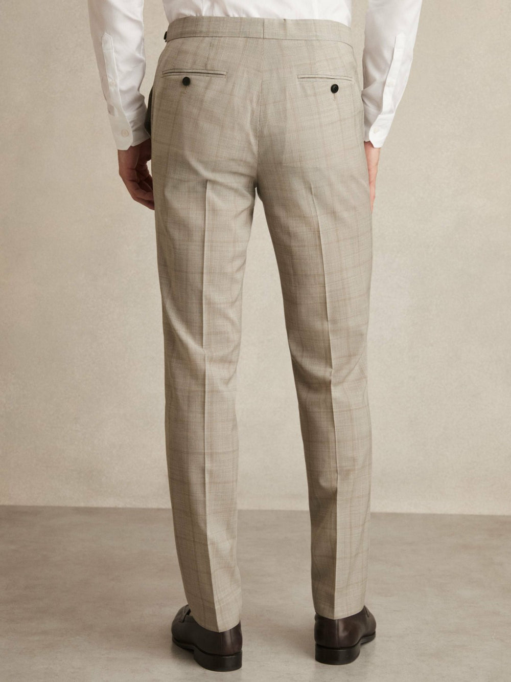 Slim-Fit Wool Check Suit Trousers Oatmeal Brown | Men