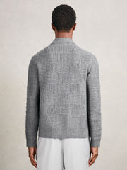 Wool Button Through Pointelle Shirt Mid Grey | Men