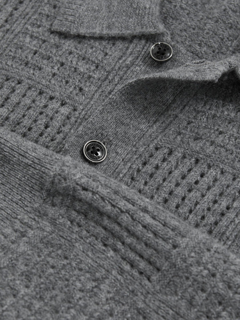 Wool Button Through Pointelle Shirt Mid Grey | Men