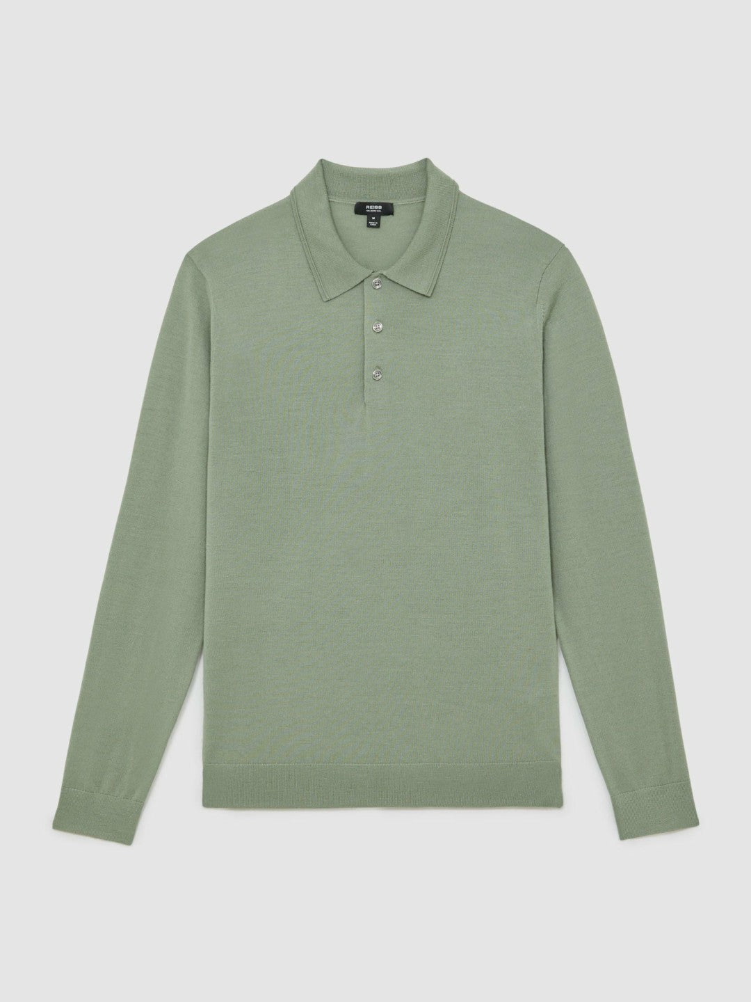 Merino Wool Long-Sleeve Polo Shirt Harper Green | Men