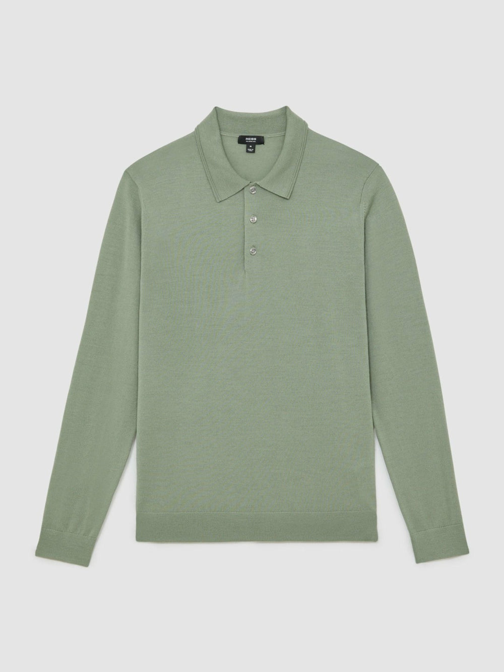 Merino Wool Long-Sleeve Polo Shirt Harper Green | Men