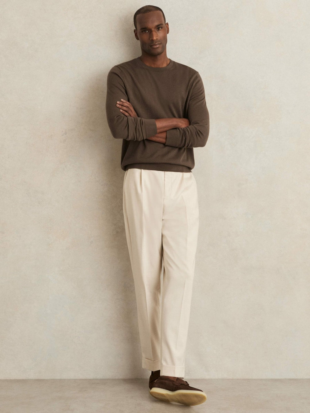 Merino-Wool Crew-Neck Jumper Chocolate Brown | Men