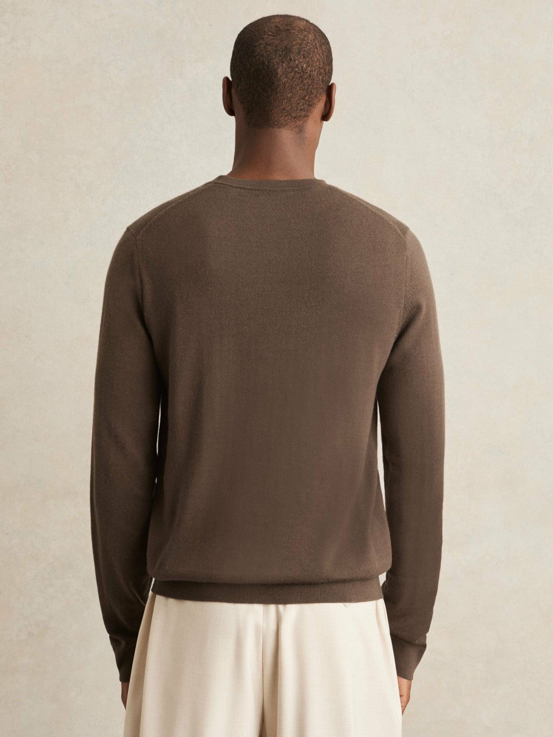 Merino-Wool Crew-Neck Jumper Chocolate Brown | Men