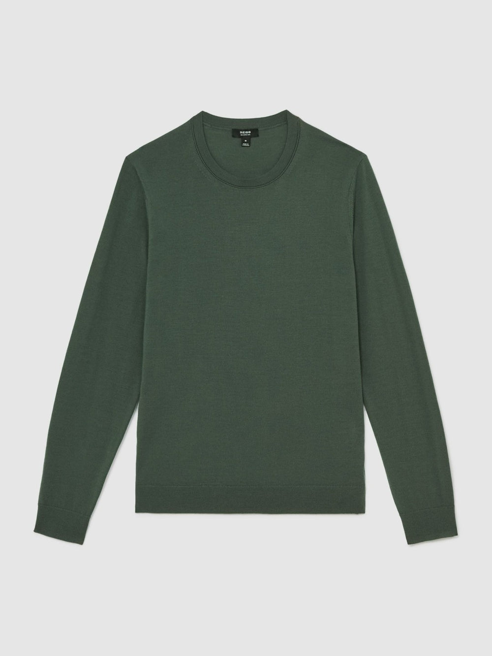 Merino-Wool Crew-Neck Jumper Kale Green | Men