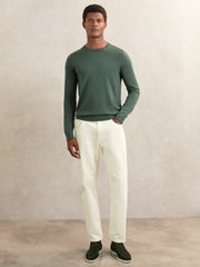 Merino-Wool Crew-Neck Jumper Kale Green | Men