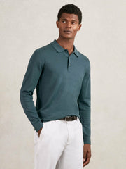 Merino Wool Long-Sleeve Polo Shirt Orion Blue | Men