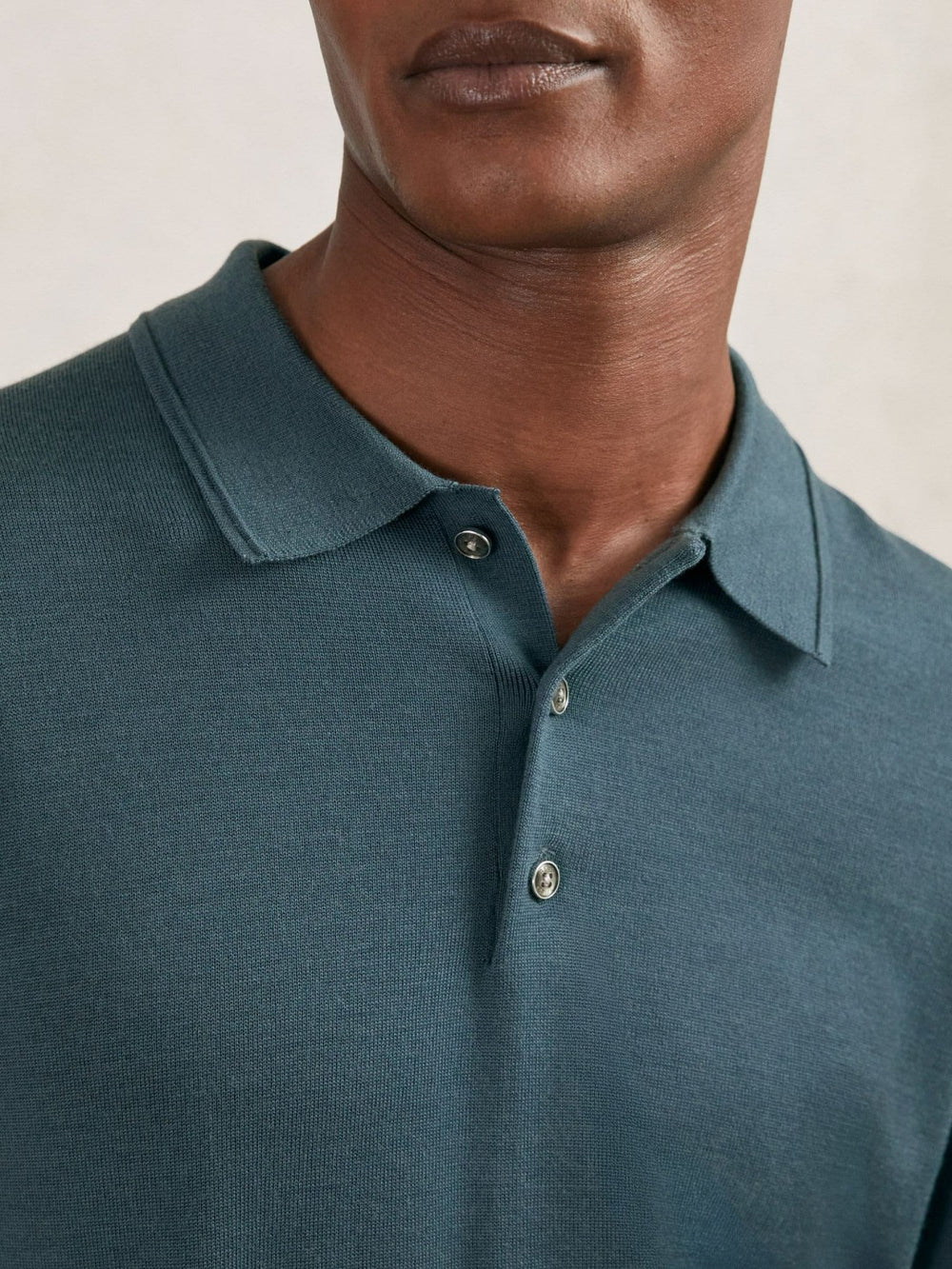 Merino Wool Long-Sleeve Polo Shirt Orion Blue | Men