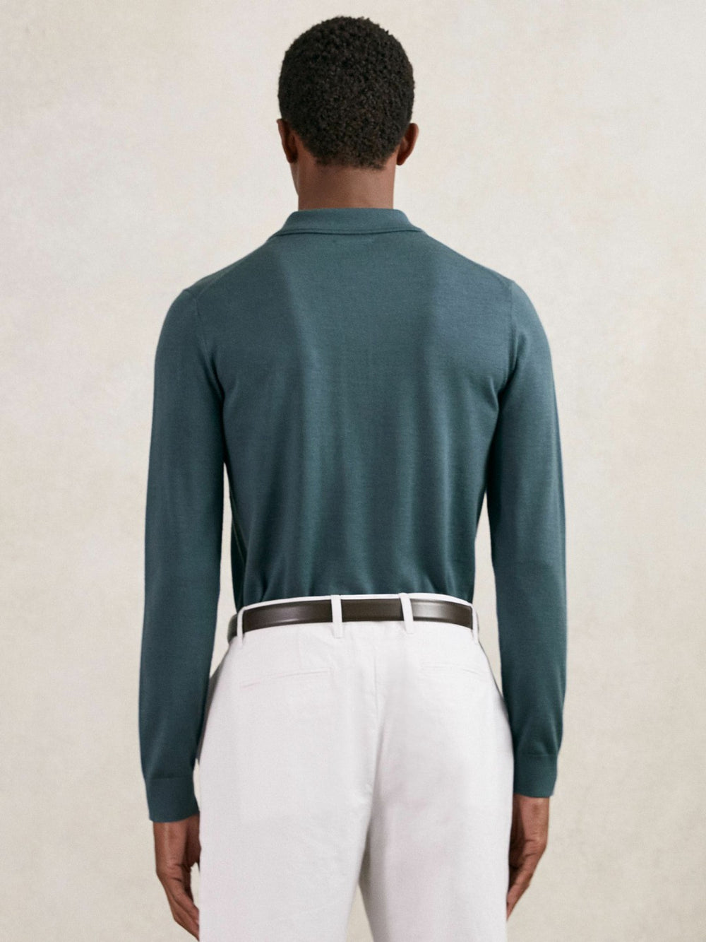 Merino Wool Long-Sleeve Polo Shirt Orion Blue | Men