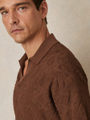 Jacquard Loop-Stitch Polo Shirt Tobacco | Men