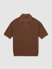 Jacquard Loop-Stitch Polo Shirt Tobacco | Men