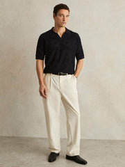 Jacquard Loop-Stitch Polo Shirt Navy | Men