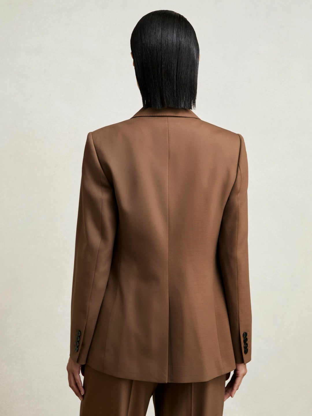 Petite Wool-Blend Double-Breasted Suit Blazer Tan | Women