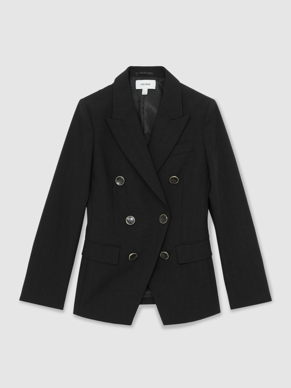 Wool-Blend Double-Breasted Blazer Black | Women