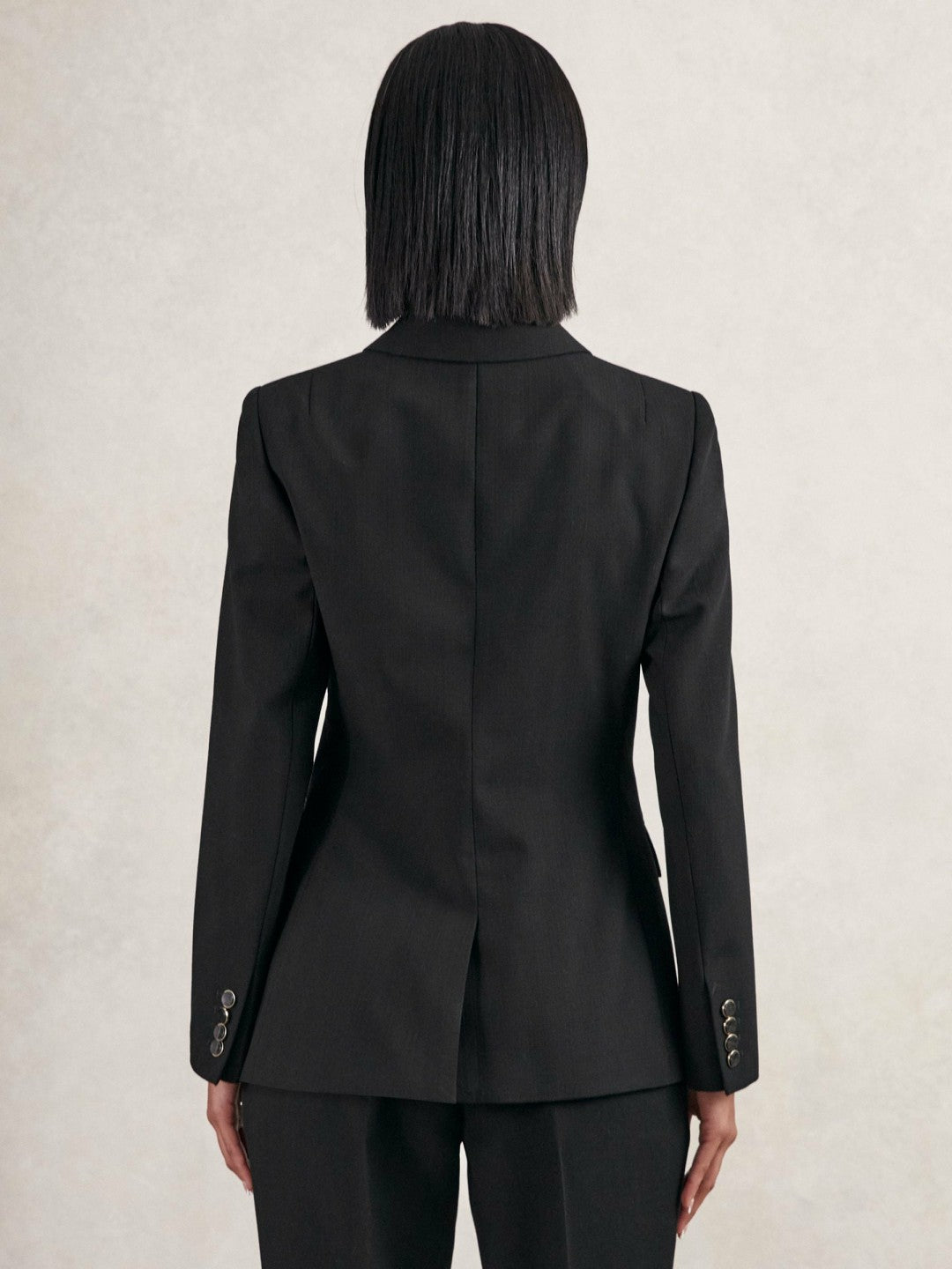 Wool-Blend Double-Breasted Blazer Black | Women