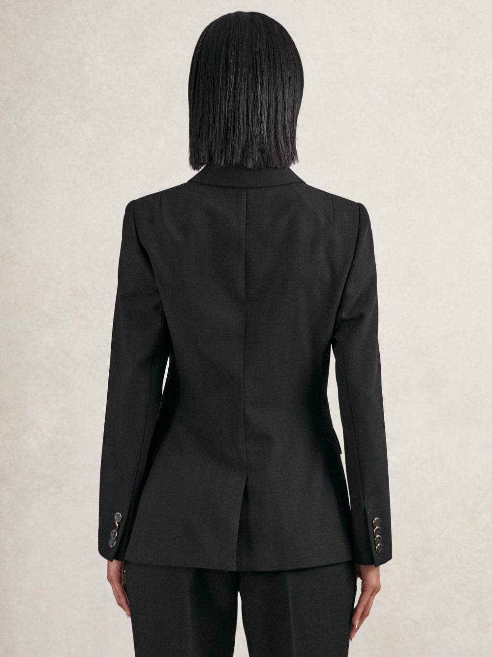 Wool-Blend Double-Breasted Blazer Black | Women