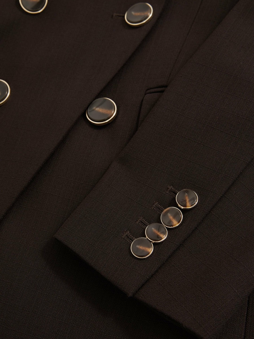 Wool-Blend Double-Breasted Blazer Chocolate Brown | Women