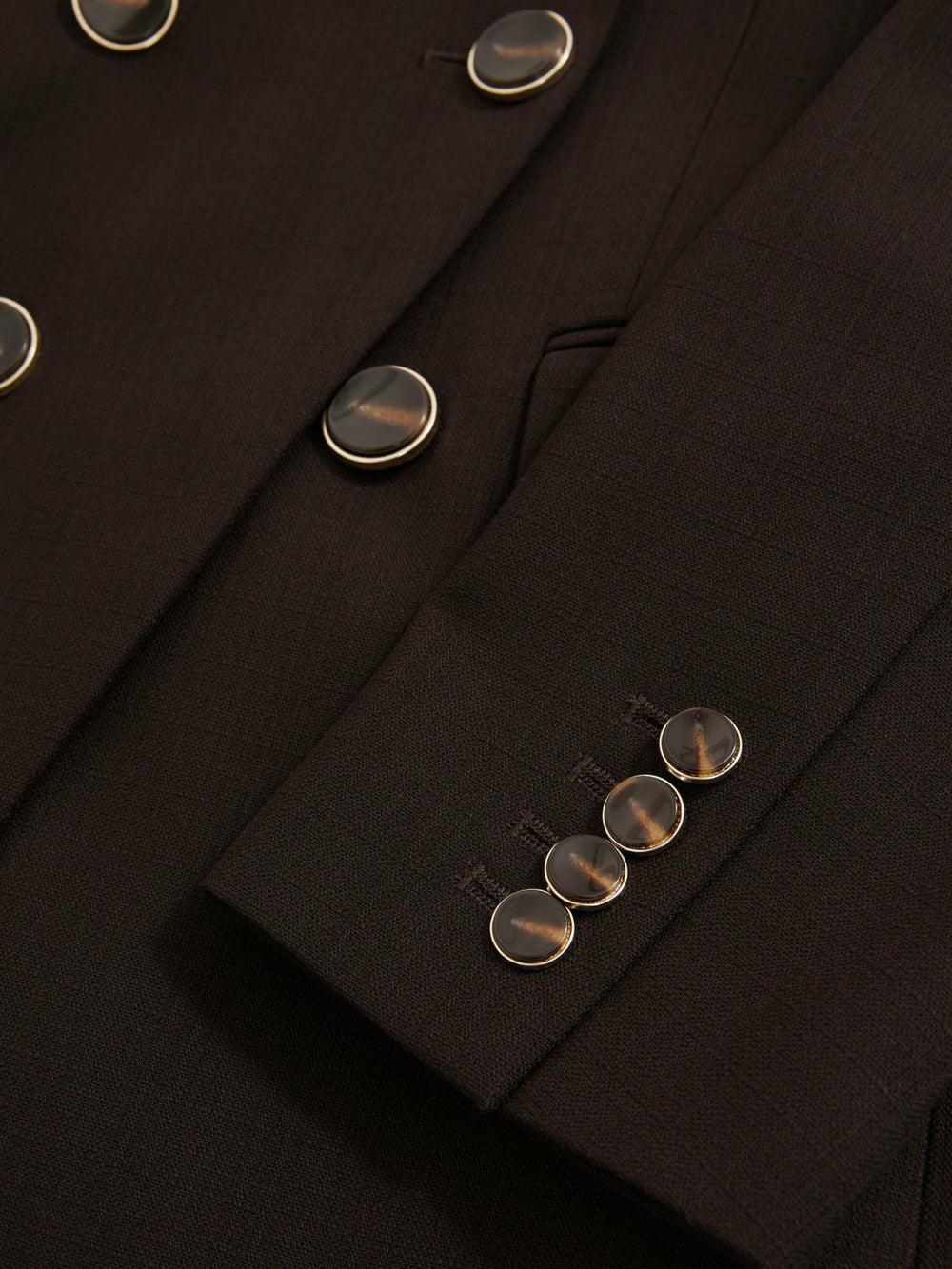 Wool-Blend Double-Breasted Blazer Chocolate Brown | Women