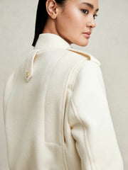 Brushed Wool Epaulette Bomber Jacket Cream | Women