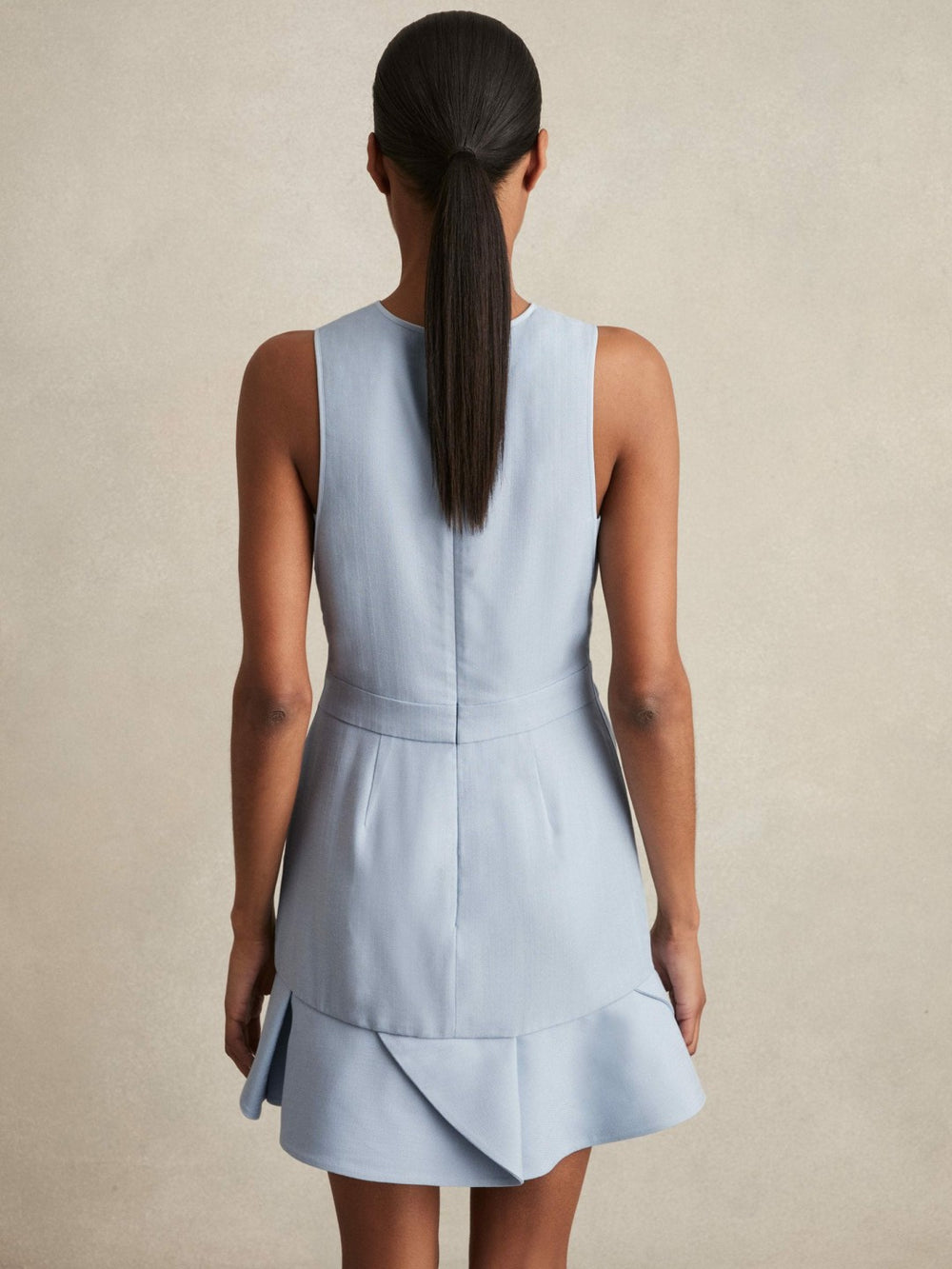Structured Ruffle-Hem Mini Dress Blue | Women