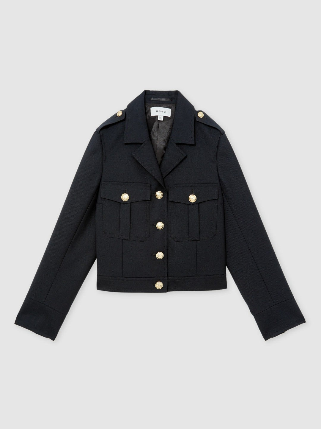 Wool Twin-Pocket Cropped Jacket Black | Women