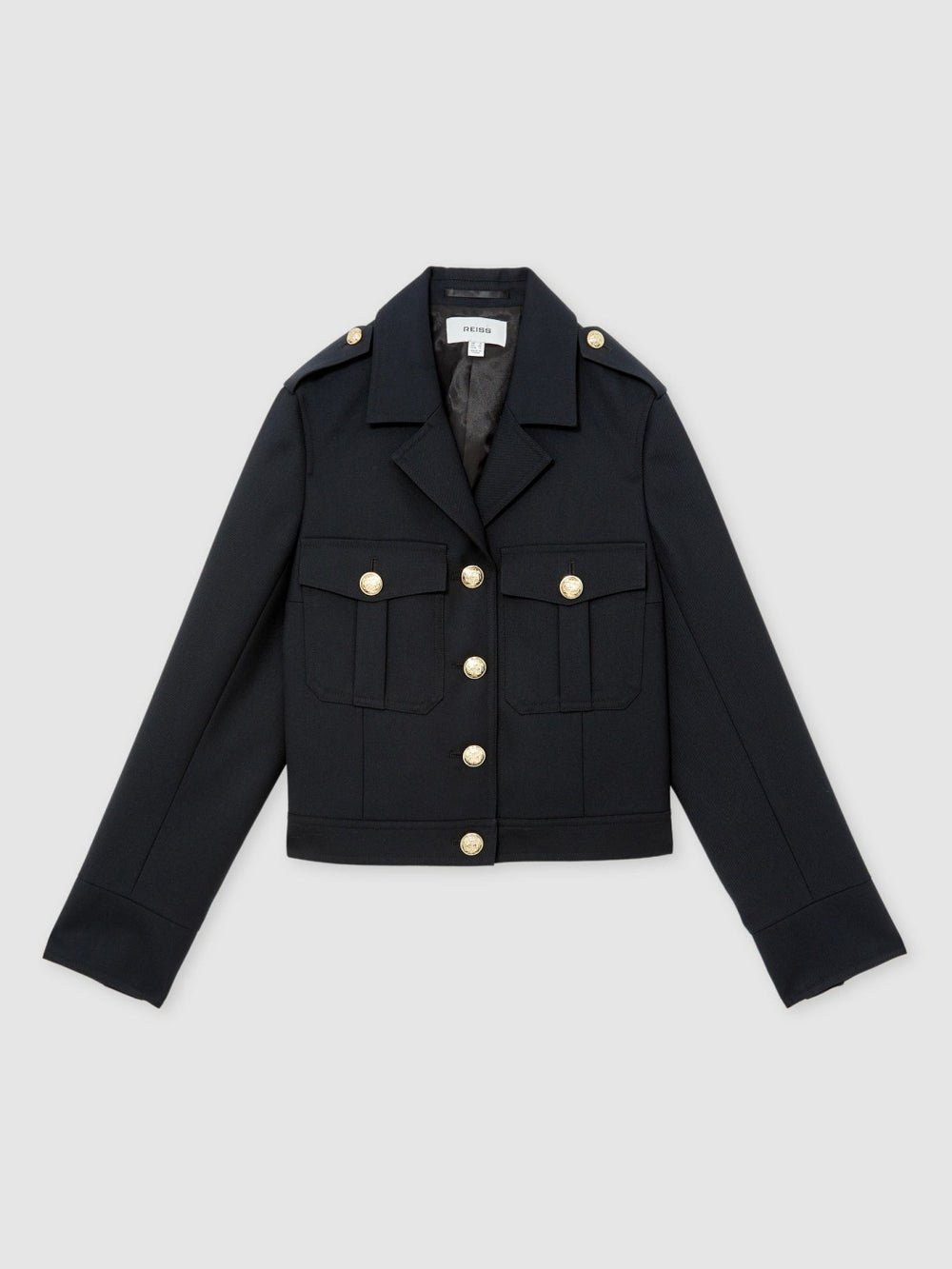 Wool Twin-Pocket Cropped Jacket Black | Women