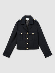 Wool Twin-Pocket Cropped Jacket Black | Women