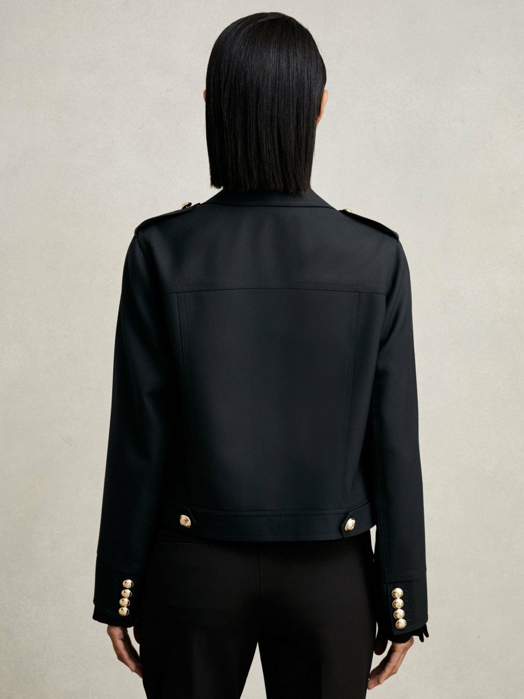 Wool Twin-Pocket Cropped Jacket Black | Women